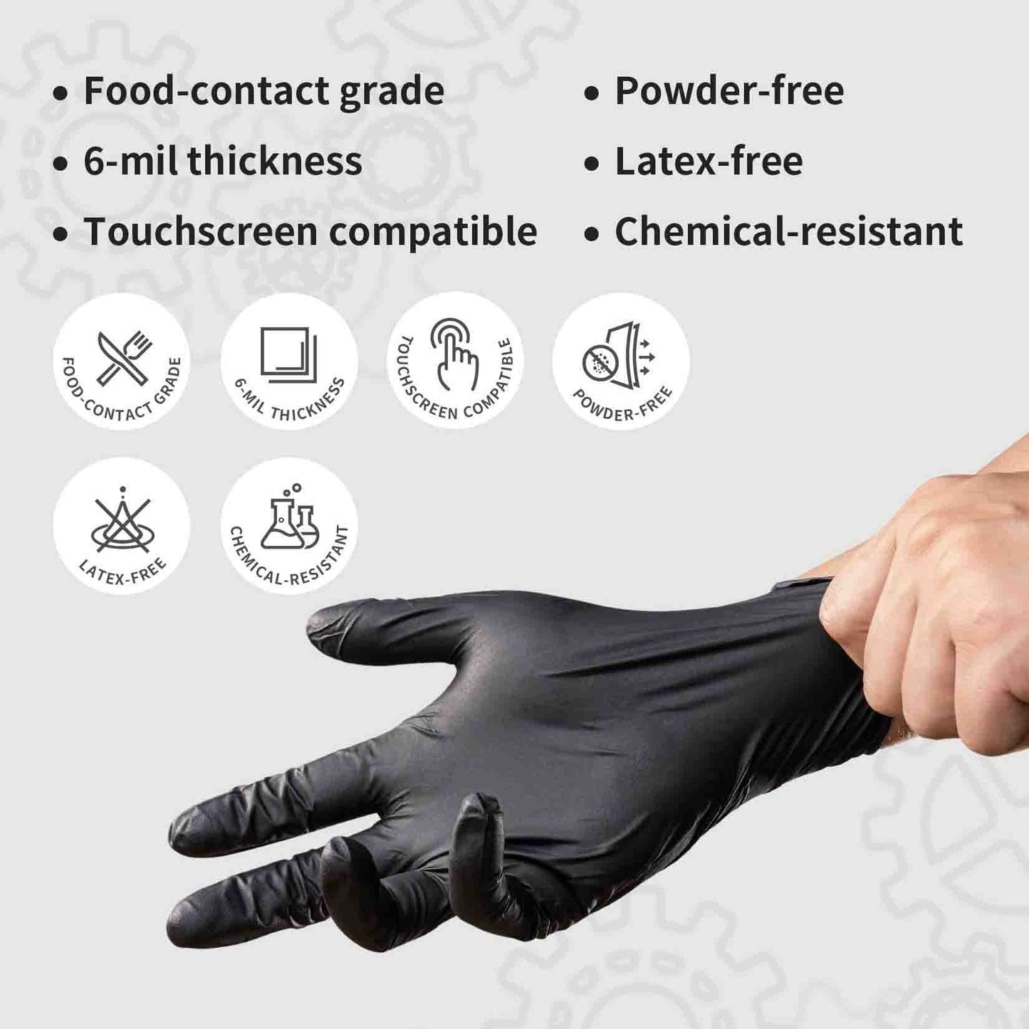 100/50 kpl mustia kertakäyttöisiä nitriilikäsineitä