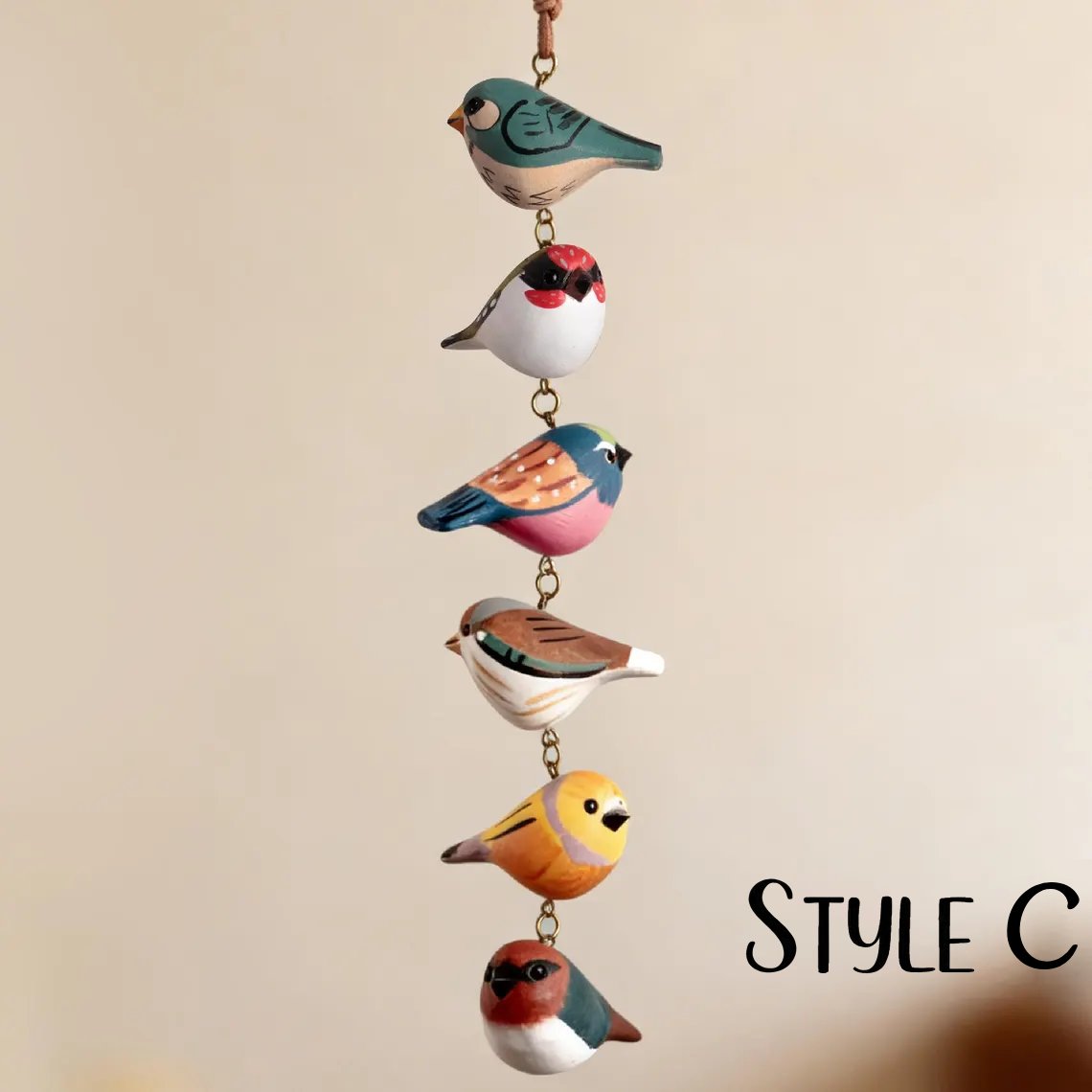 Rustic Hand Painted Bird Ornament, Handcrafted Wooden Colorful Birds