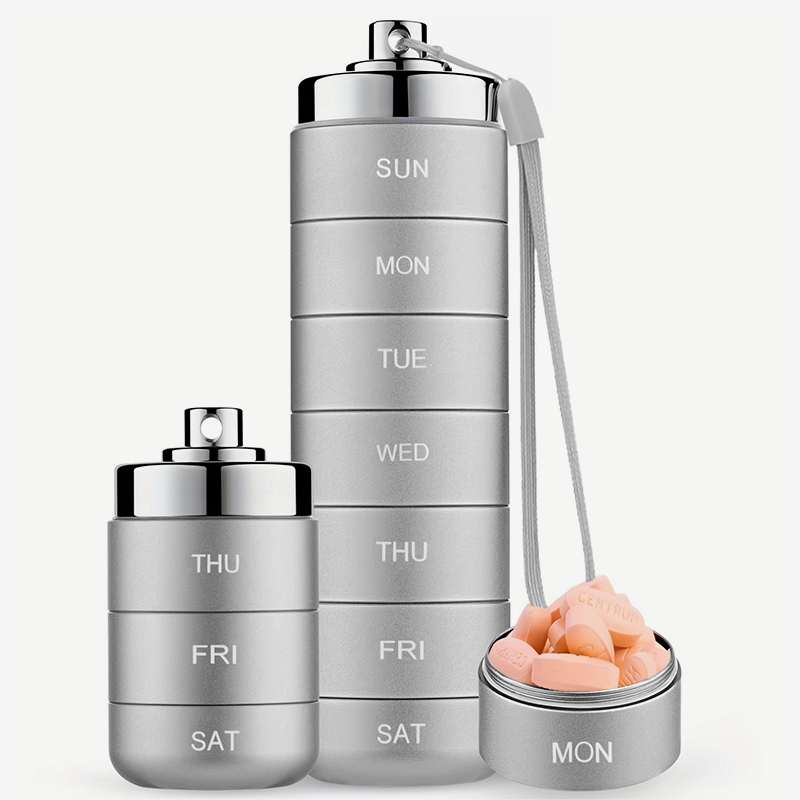 Portable 7-day Aluminum Alloy Pill Box