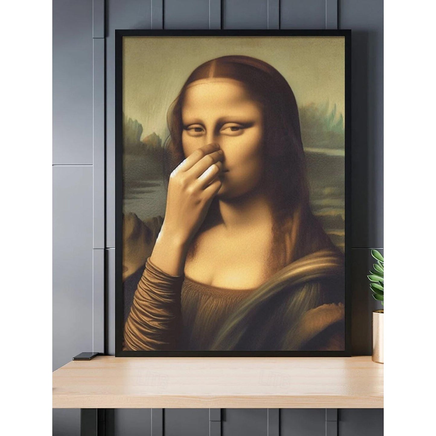 Mona Lisa pyyhkii nenäänsä - Taidejuliste kodin sisustukseen