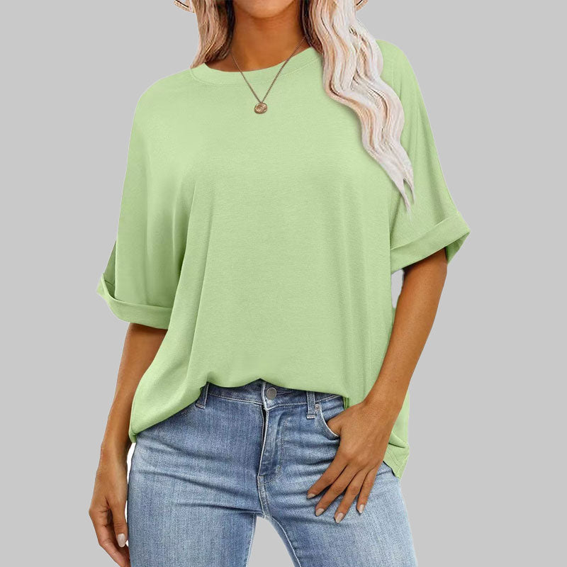 ⏳Ajankohtainen tarjous🌸Väljä pyöreäkauluksinen pitkähihainen t-paita naisille