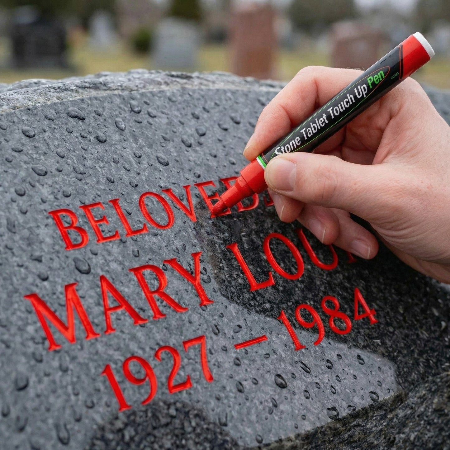 Golden Tombstone Marker Pen for Restoring Faded Grave Inscriptions