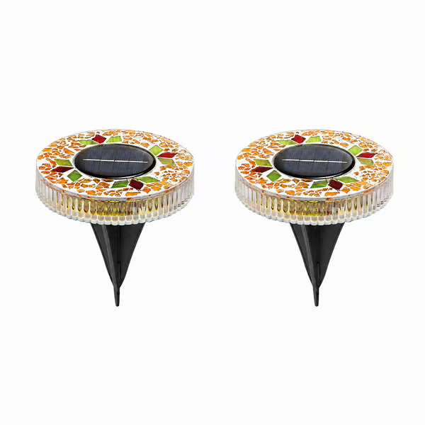 Solar Mosaic Disk Garden Lights – Waterproof, Auto-Sensing LED Pathway Lamps for UK Gardens, Patios & Stepping Stones