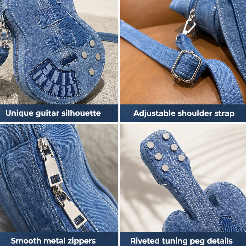 Creative and unique denim guitar shoulder bag
