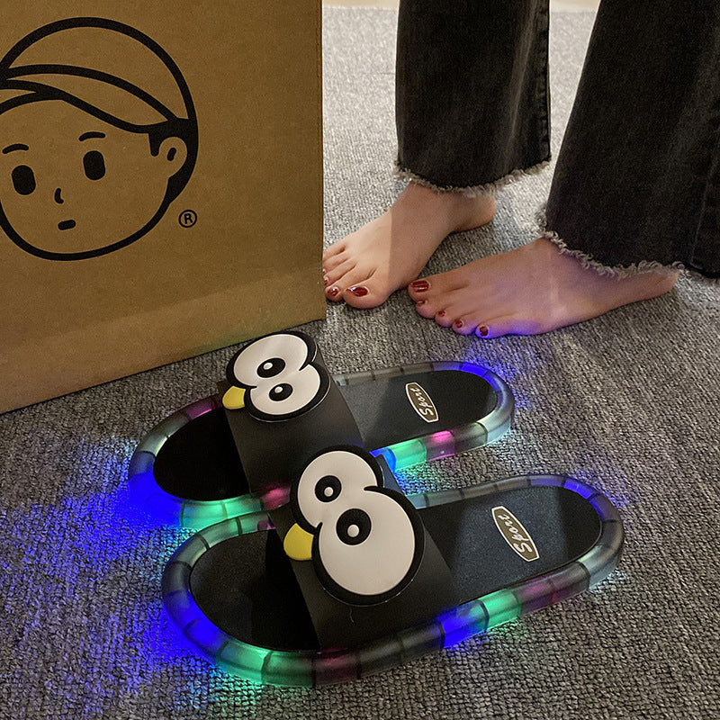 LED Light Up Cartoon Slippers – Glow in the Dark Novelty House Shoes