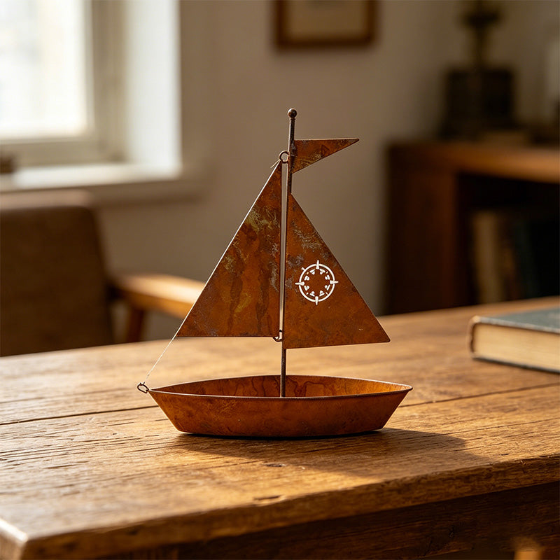 ⛵ 50% OFF NOW! 🌱 Rustic Sailboat Metal Planter – Handcrafted, weather-resistant – charming garden or shelf decor 🏡
