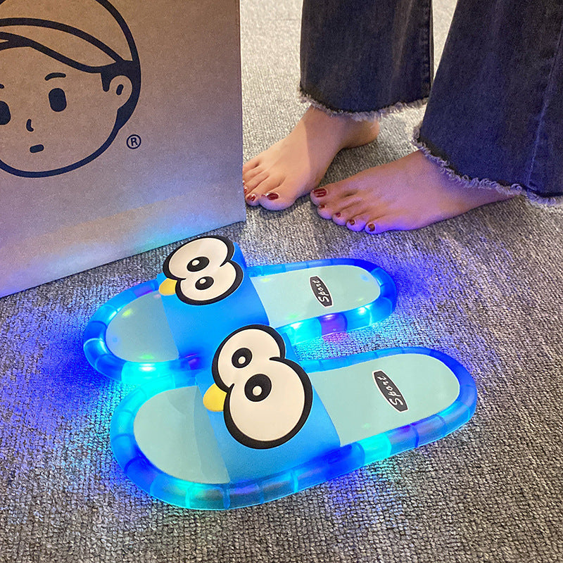 LED Light Up Cartoon Slippers – Glow in the Dark Novelty House Shoes
