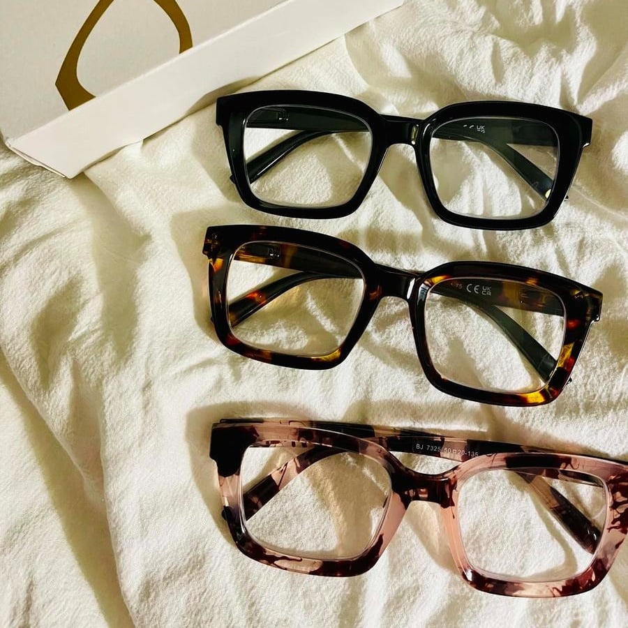 👓Set of 3 tortoiseshell reading glasses – Oversized square reading glasses that block blue ligh