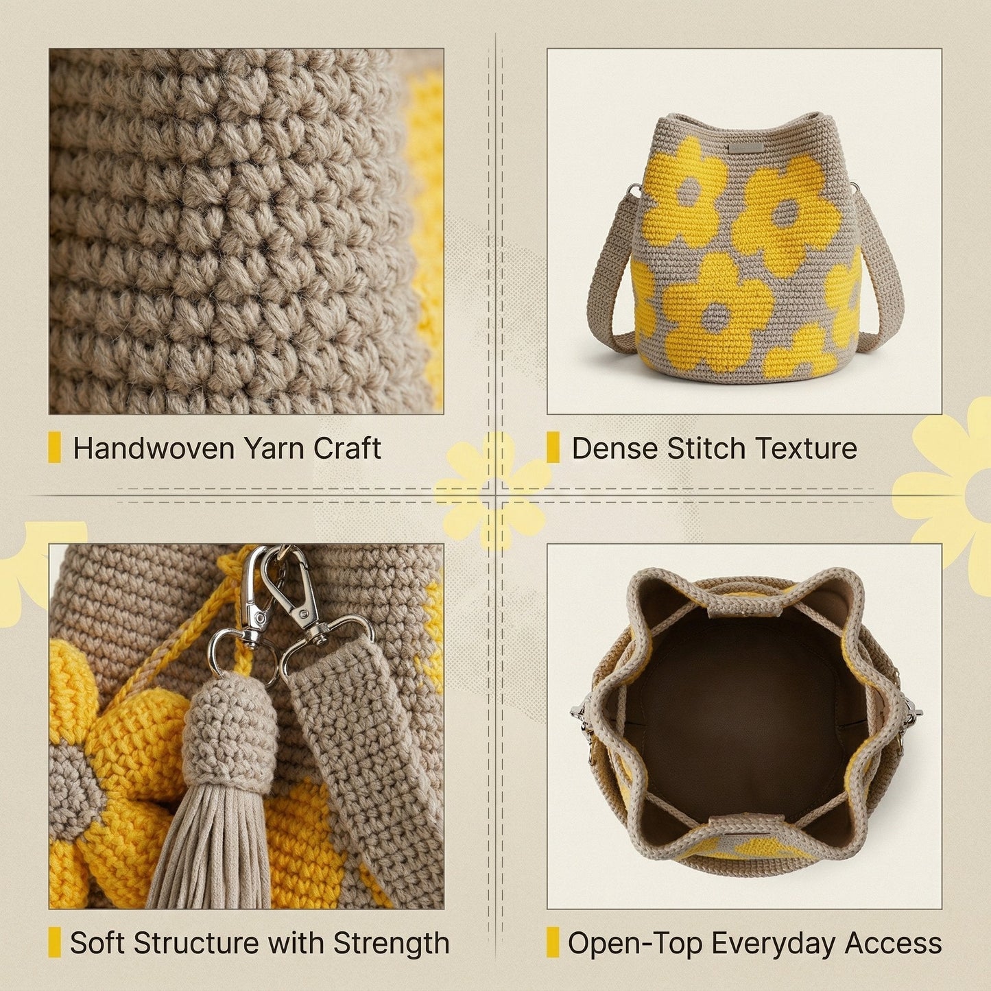 Handmade Crochet Flower Tote 🌼
