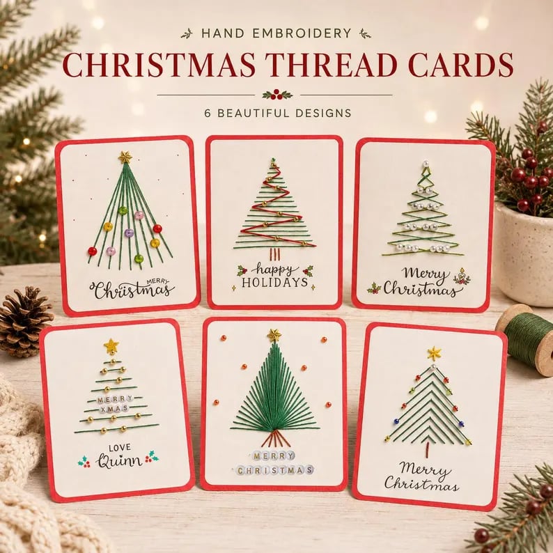 🎄🧵DIY kit for a Christmas card featuring string art