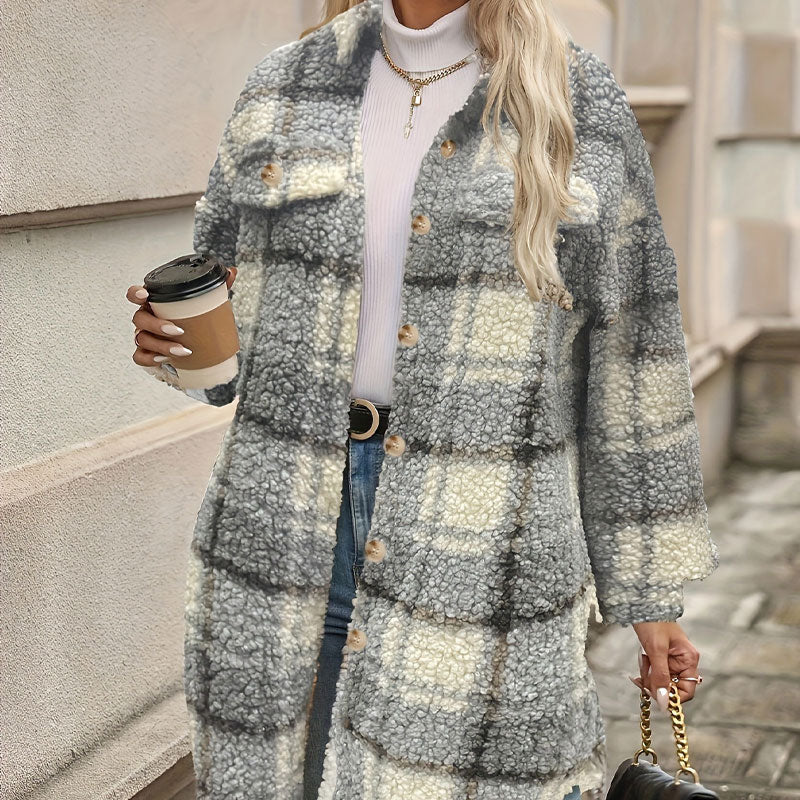 Naisten Ruudullinen Villakangastakki