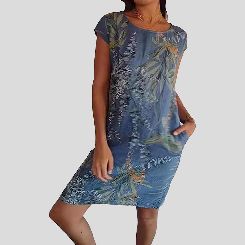 🌼Merseroitua puuvillaa oleva kukkakuvioinen taskullinen mekko