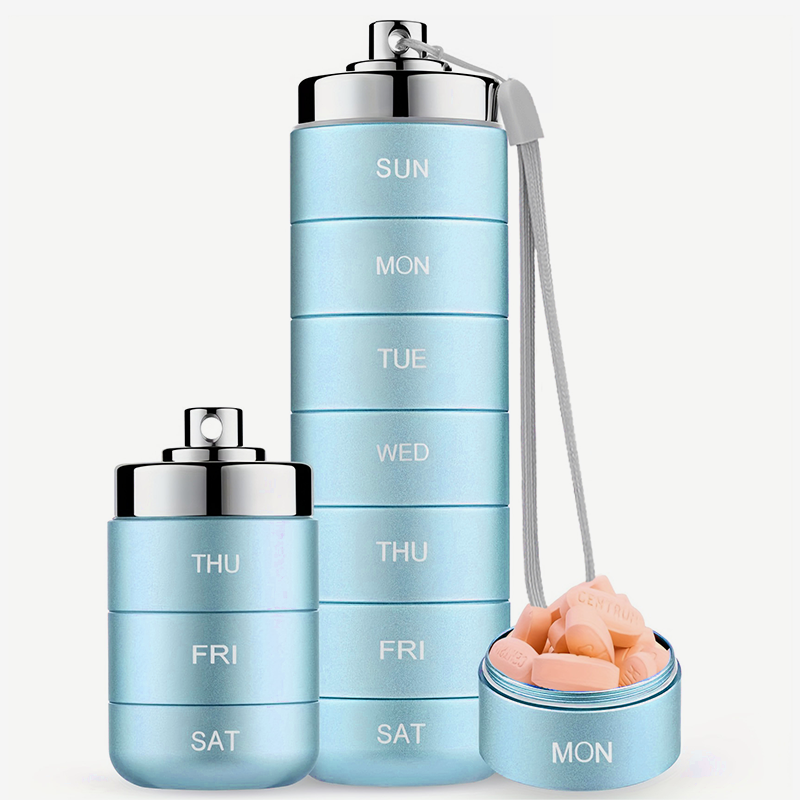 Portable 7-day Aluminum Alloy Pill Box