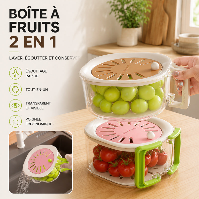 2-in-1 multifunctional telescopic drainage basket for fruit and vegetables