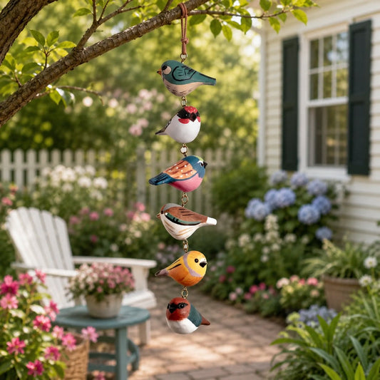 Rustic Hand Painted Bird Ornament, Handcrafted Wooden Colorful Birds