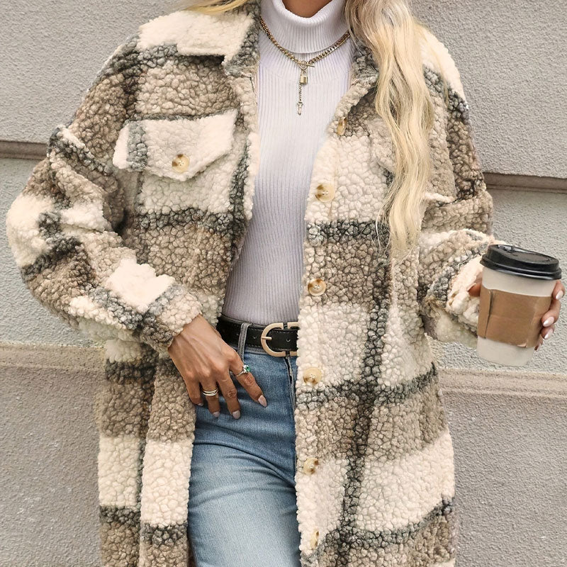 Naisten Ruudullinen Villakangastakki