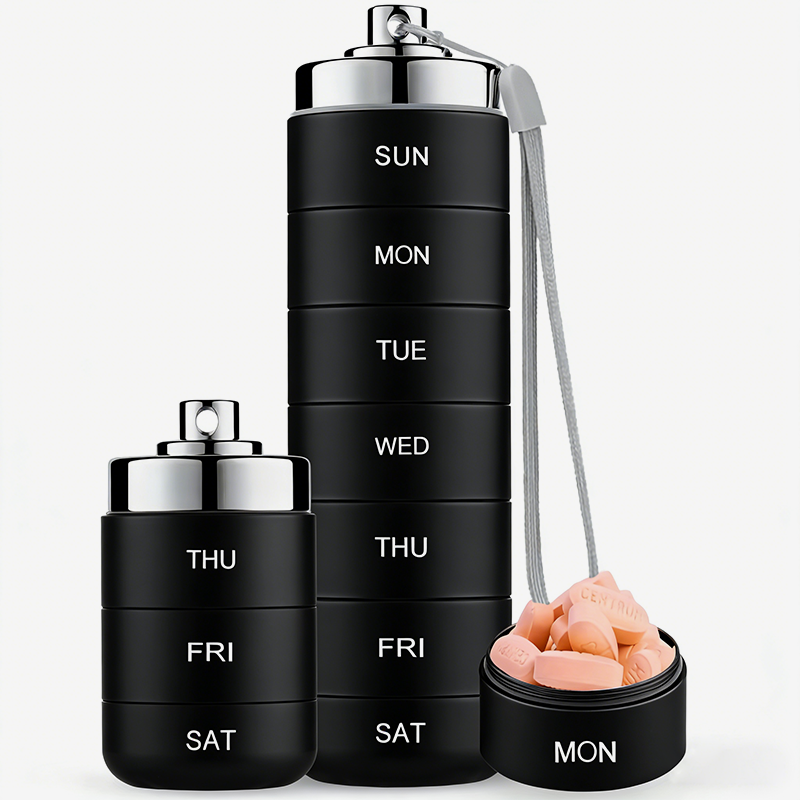 Portable 7-day Aluminum Alloy Pill Box