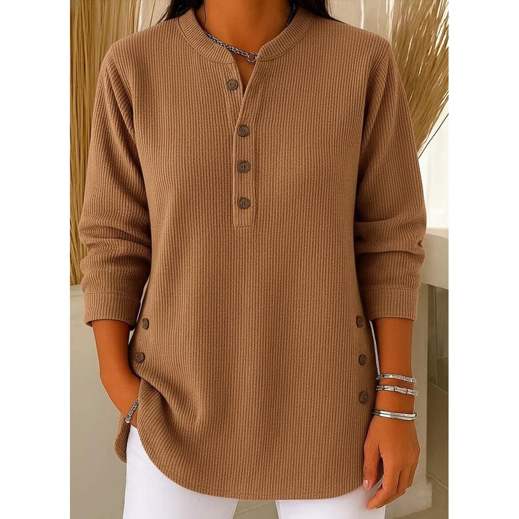 ✨🎅Joulutarjoukset – Vain rajoitetun ajan!⏰Pitkähihainen, löysästi neulottu collegepaita, yksivärinen ja pyöreä pääntie naisille