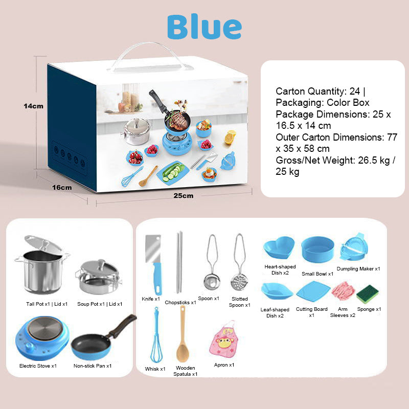🎁[Best Gift For Kid]🍳Children's Real Cooking Mini Kitchen Toys - 22 PCS Set