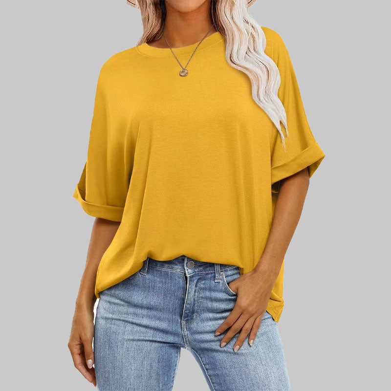 ⏳Ajankohtainen tarjous🌸Väljä pyöreäkauluksinen pitkähihainen t-paita naisille