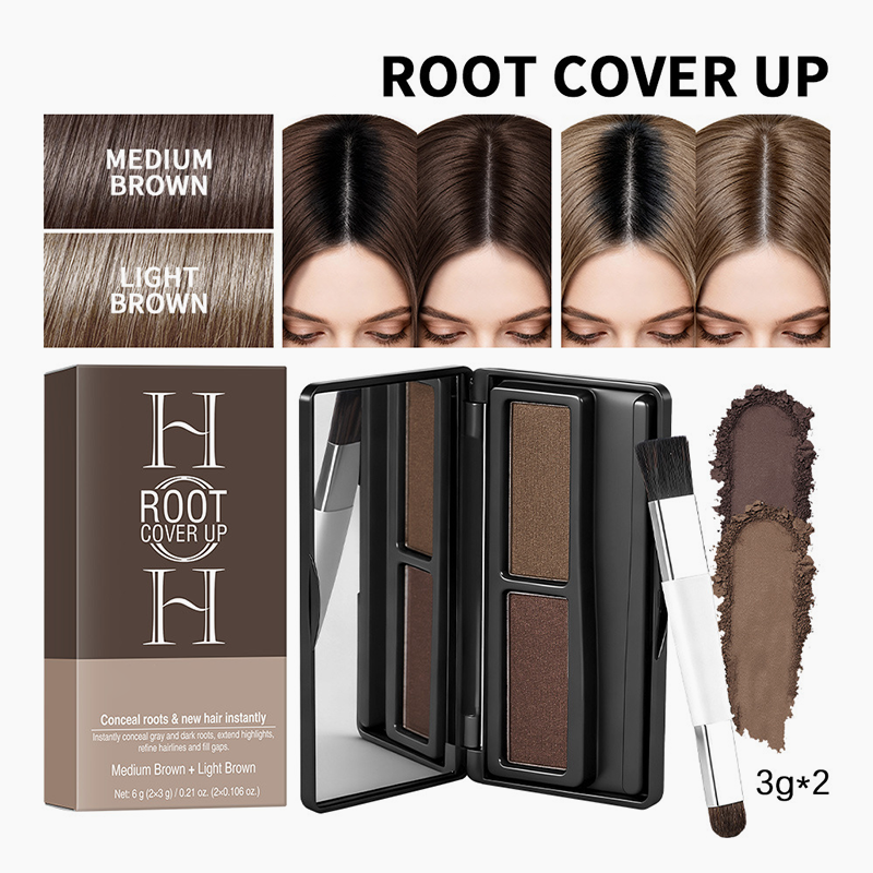2-in-1 Root Concealer Powder & Hairline Shadow Palette for Instant Gray Coverage and Hairline Filling