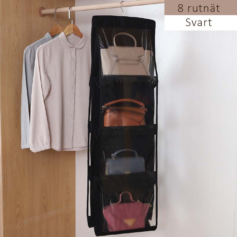 Ripustettava säilytyspussi – kaksipuolinen läpinäkyvä muotoilu, välttämätön vaatekaapin järjestämiseen.