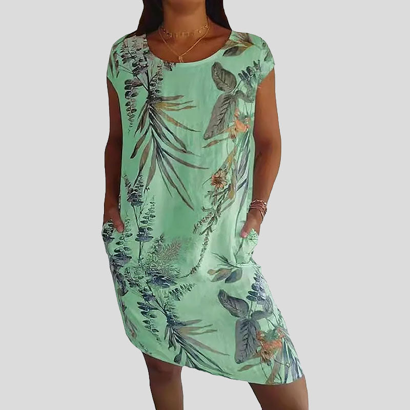 🌼Merseroitua puuvillaa oleva kukkakuvioinen taskullinen mekko