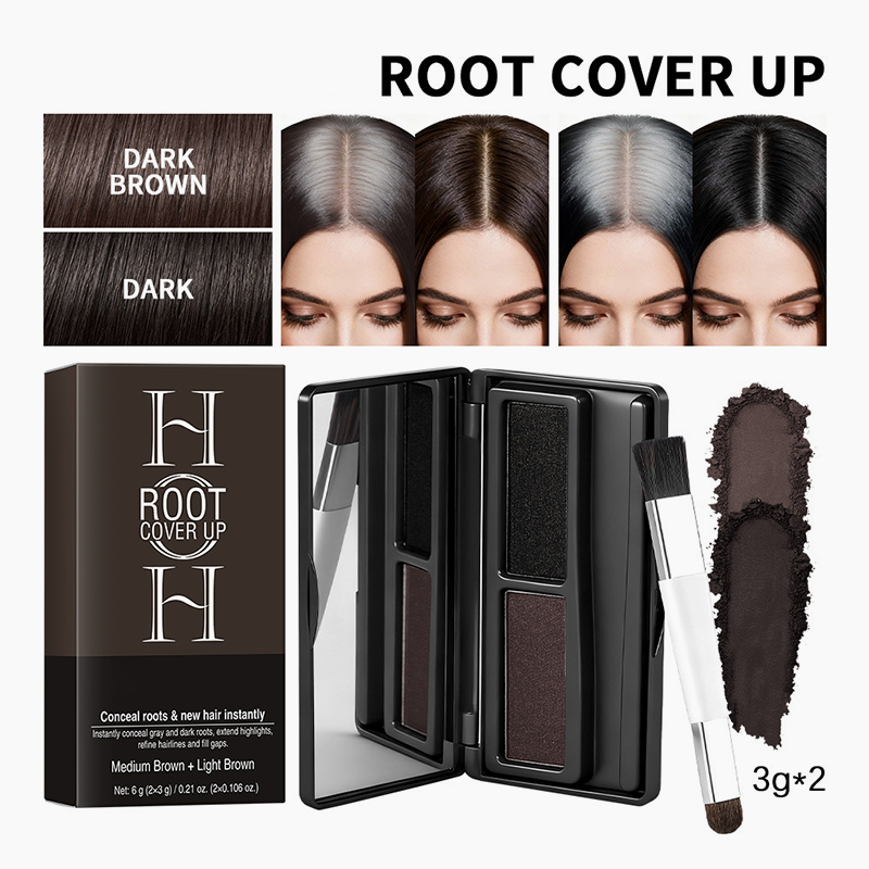 2-in-1 Root Concealer Powder & Hairline Shadow Palette for Instant Gray Coverage and Hairline Filling