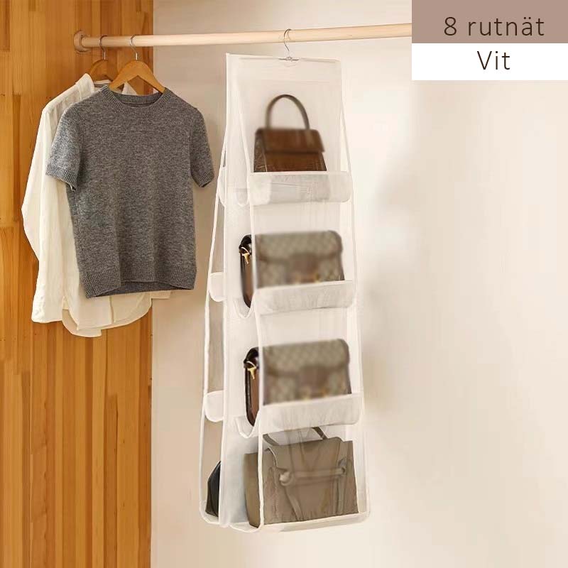Ripustettava säilytyspussi – kaksipuolinen läpinäkyvä muotoilu, välttämätön vaatekaapin järjestämiseen.