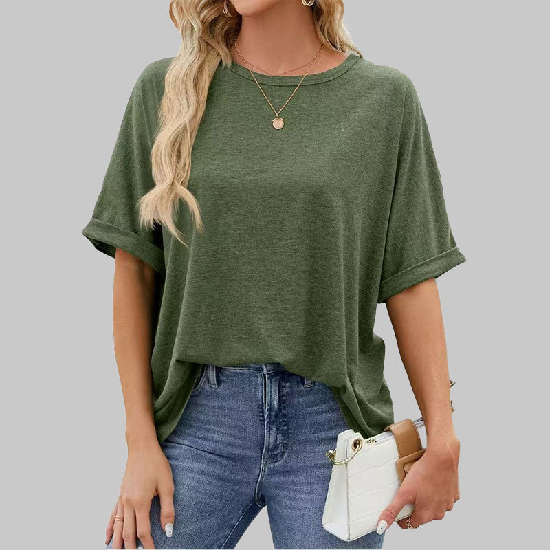 ⏳Ajankohtainen tarjous🌸Väljä pyöreäkauluksinen pitkähihainen t-paita naisille