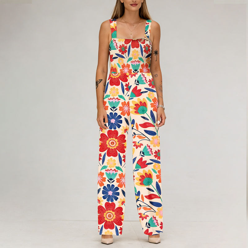 🏖️Women’s Casual Print Sleeveless Overalls Jumpsuits🌼
