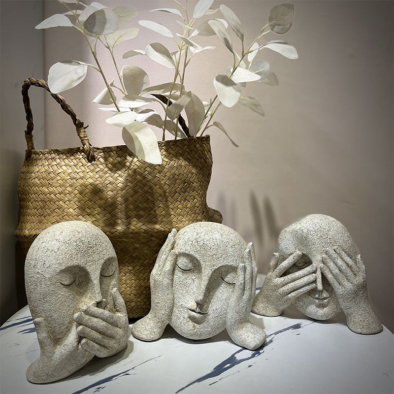 🗿 "Three Nos" Human-Face Home Decor Ornament