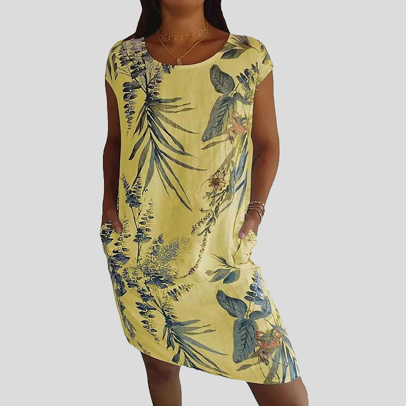 🌼Merseroitua puuvillaa oleva kukkakuvioinen taskullinen mekko