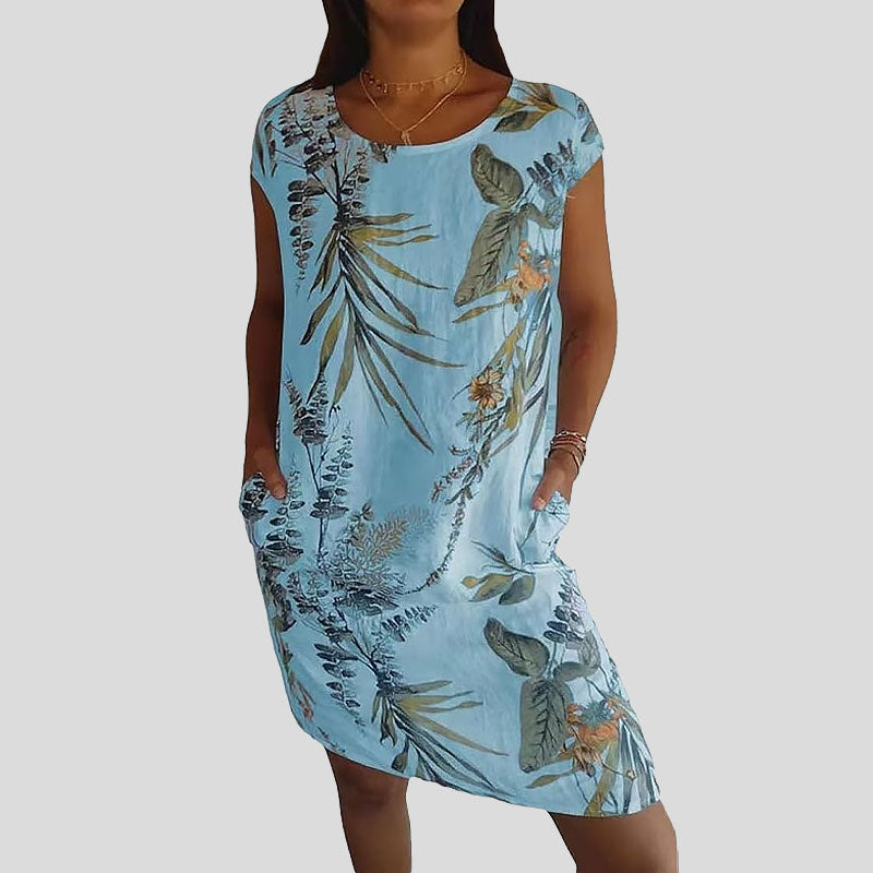 🌼Merseroitua puuvillaa oleva kukkakuvioinen taskullinen mekko