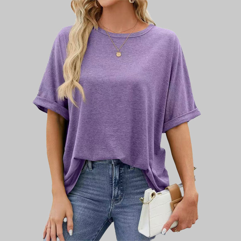 ⏳Ajankohtainen tarjous🌸Väljä pyöreäkauluksinen pitkähihainen t-paita naisille