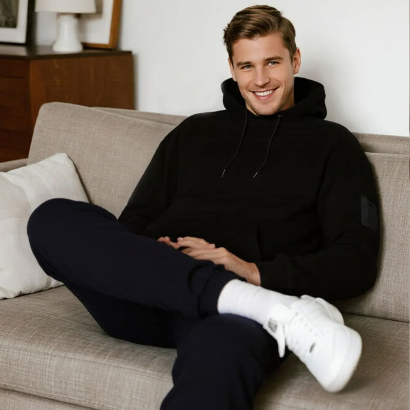 🔥VIIMEISEN PÄIVÄN ALENNUSMYYNTI - 50% POIS🎁Syksy/talvi Uusi yksivärinen pulloveri huppari - sisäänrakennettu silmänaamari