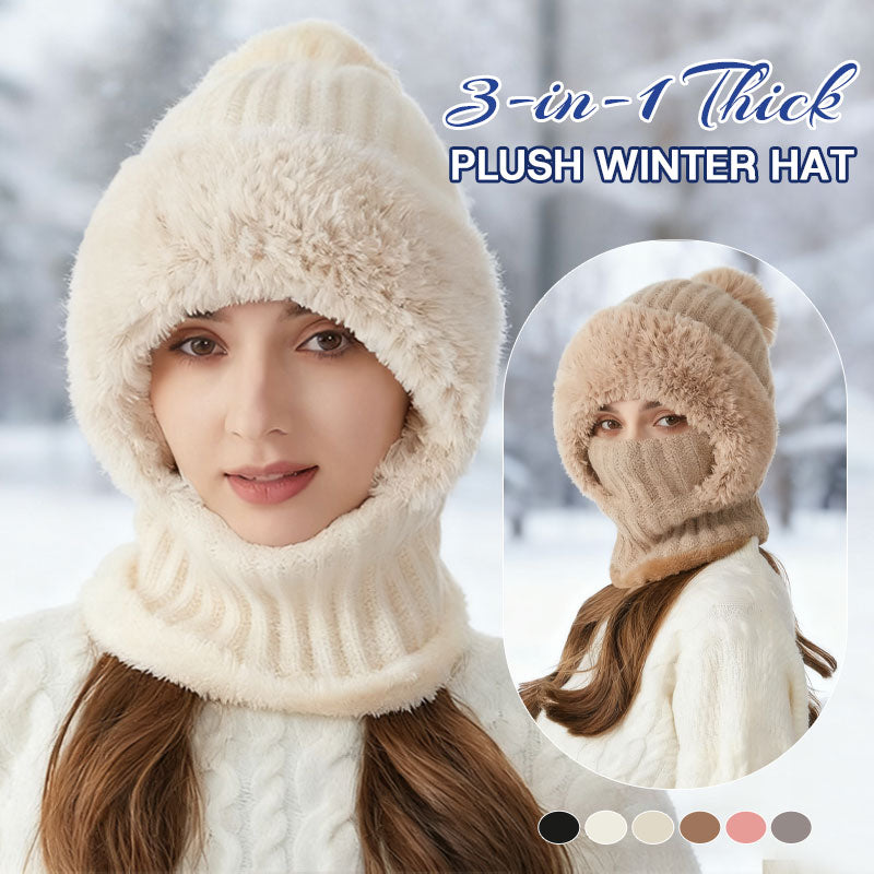 ❄️ 3-in-1 paksu pehmoinen talvipipo – lämmin, pehmeä ja ihastuttava! 🧣