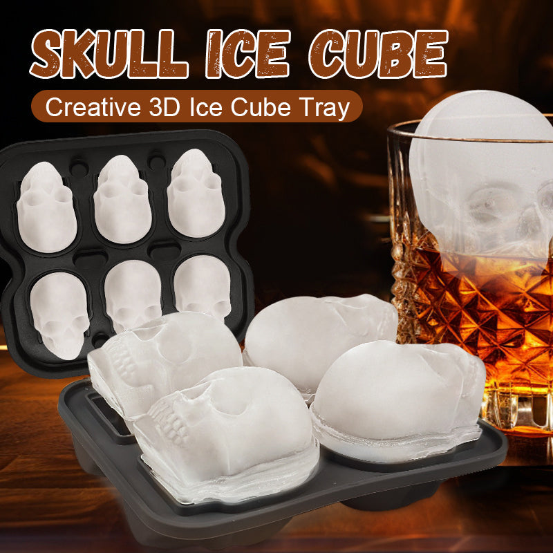 Creative 3D Skull Ice Cube Tray - Skull Shaped Ice Balls in Whiskey & Drinks