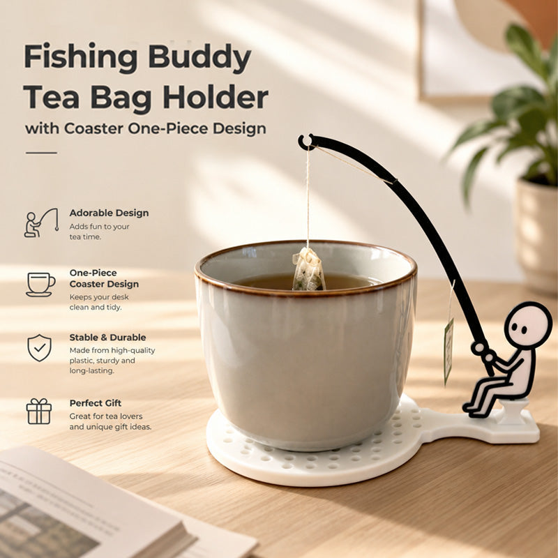 Little Figure Fishing Tea Bag Holder with Coaster