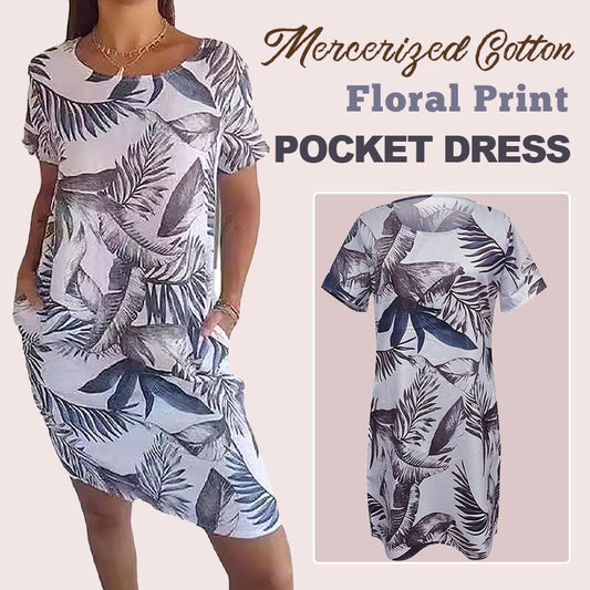 🌼Merseroitua puuvillaa oleva kukkakuvioinen taskullinen mekko