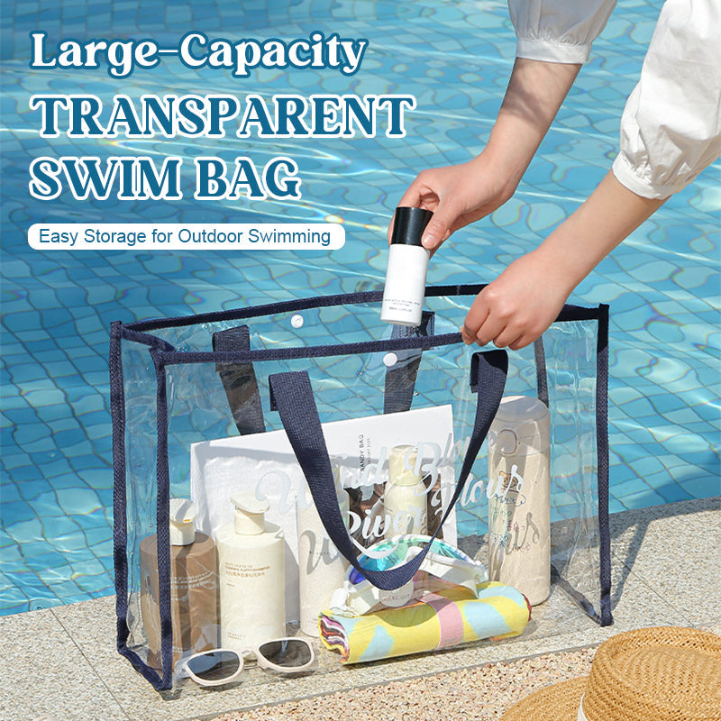 Waterproof Transparent Beach Tote – Large Capacity Travel & Swim Organizer