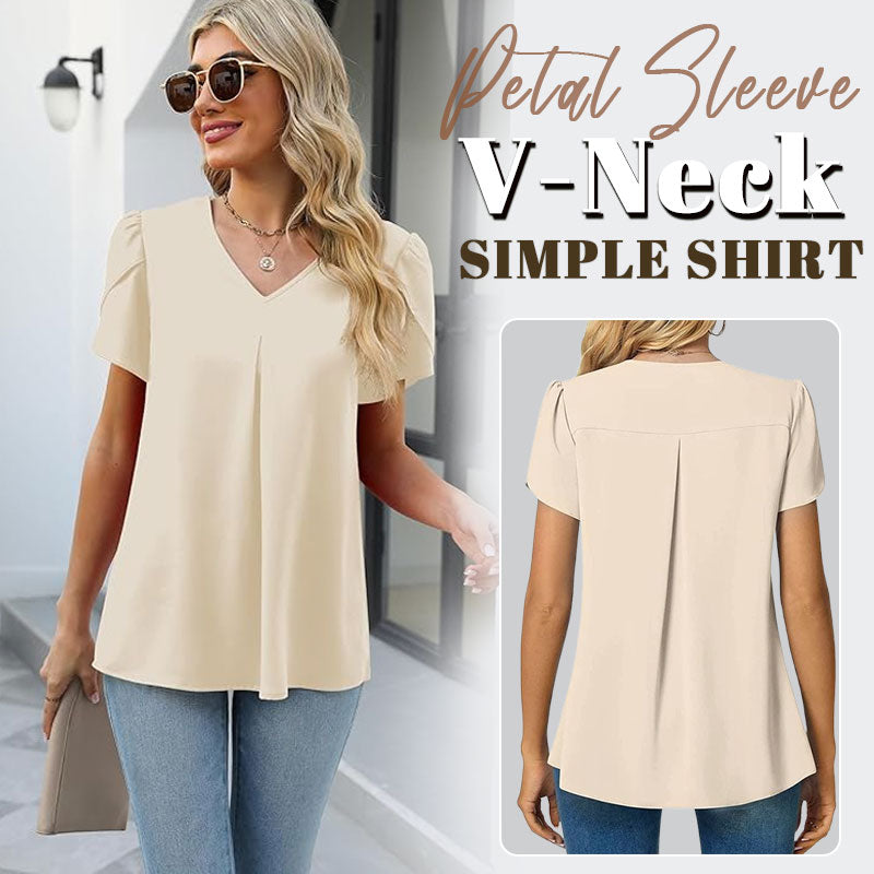 🌸Terälehtihihainen V-aukkoinen yksinkertainen paita
