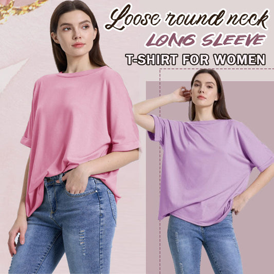 ⏳Ajankohtainen tarjous🌸Väljä pyöreäkauluksinen pitkähihainen t-paita naisille