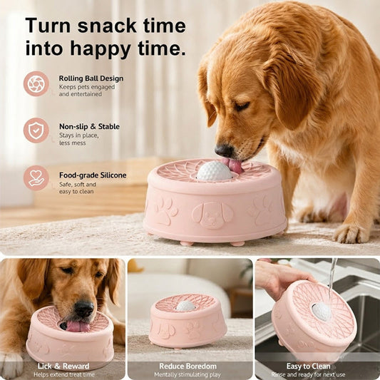 🐾🥣 Pet Yogurt Licking Bowl with Rolling Ball Design