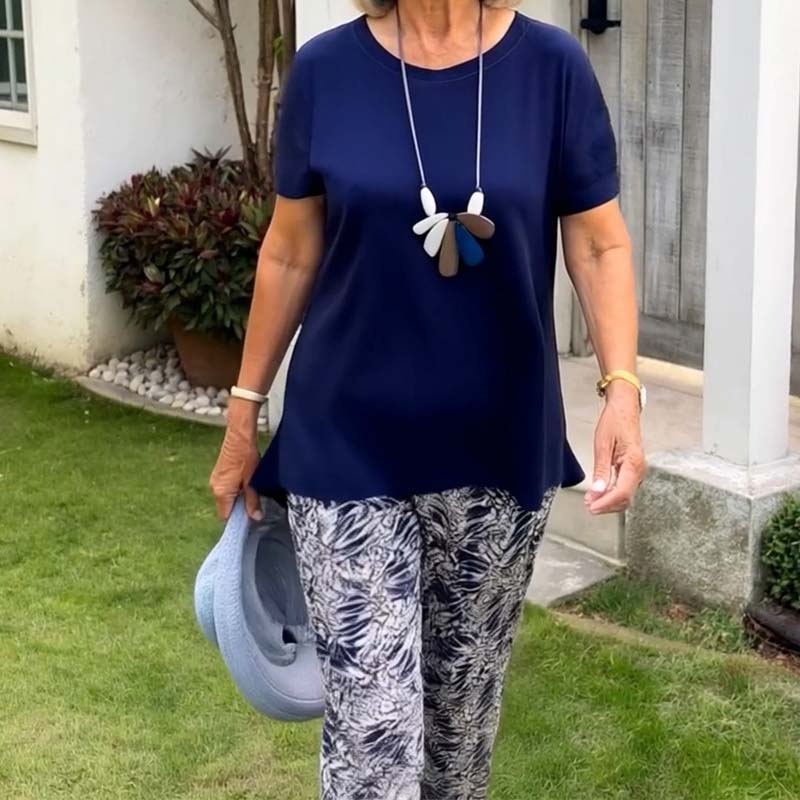 ☀️Printtikuvioinen lyhythihainen rento kaksiosainen pukusarja