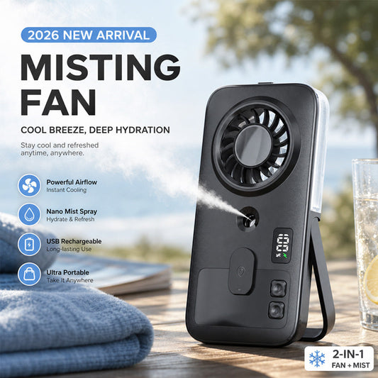Portable handheld mist fan - for outdoor humidification and water replenishment