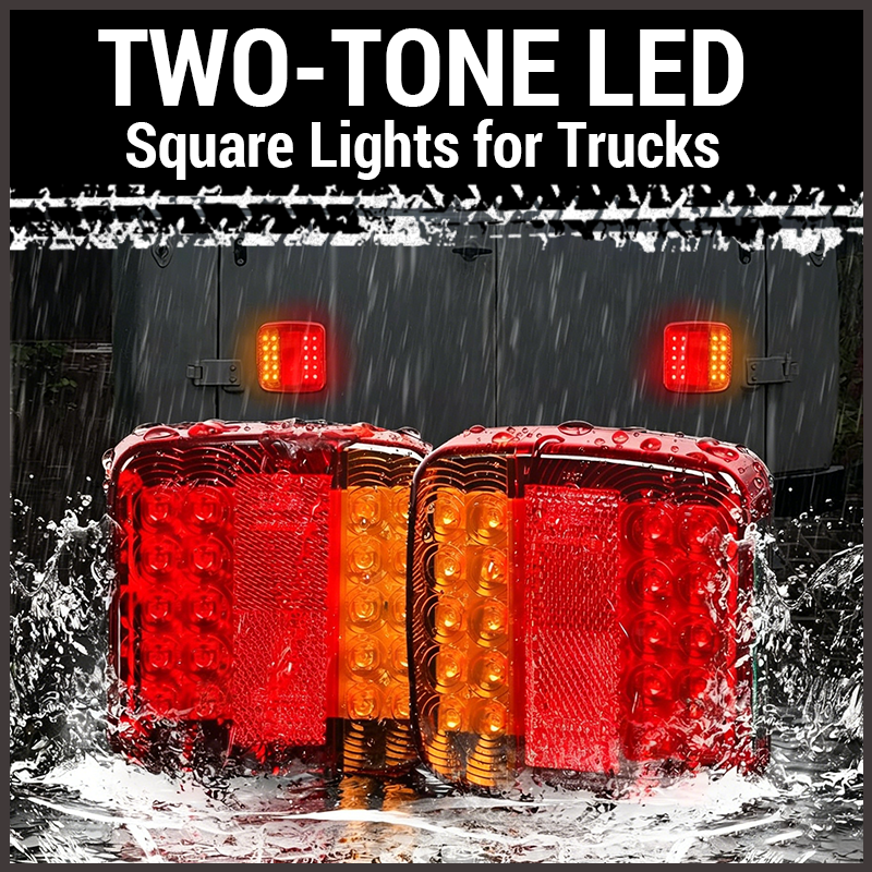Dual-Color LED Square Tail Light – Ultra-Bright Truck & Van Safety Lamp