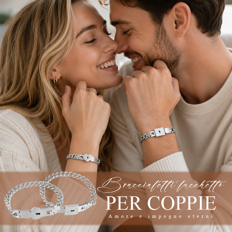 Matching bracelets with a heart-shaped padlock