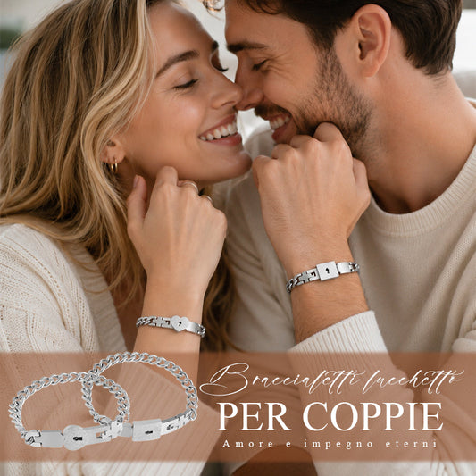 Matching bracelets with a heart-shaped padlock