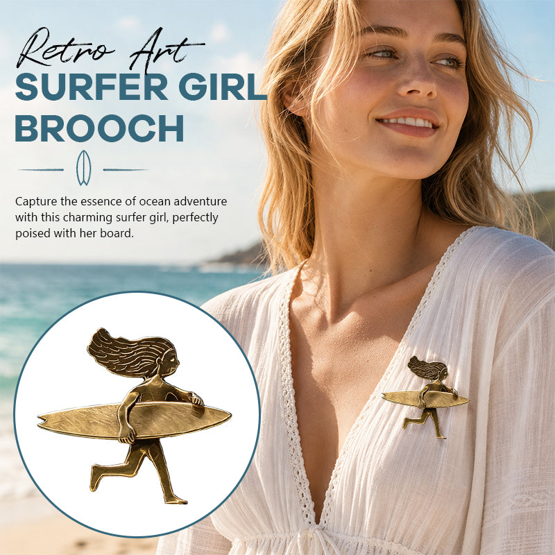 Retro surfing girl brooch - full of artistic flair, suitable for both commuting and vacation.